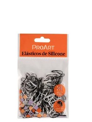 PROART ELAST SILICONE PARA CABELO PRETO E BRANCO 200 UNI