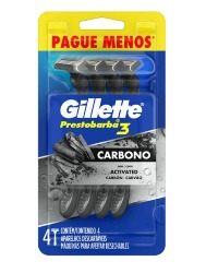 GILLETE APARELHO PREST 3 CARBONO C/4 L+P-