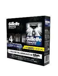 GILLETTE KIT CARGA MACH3 CARBONO C/ 4 APARELHO + 1 APARELHO GTS