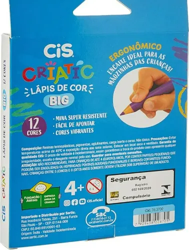 LAPIS DE COR SERTIC CIS CRIATIC JUMBO C/12 COR 8402