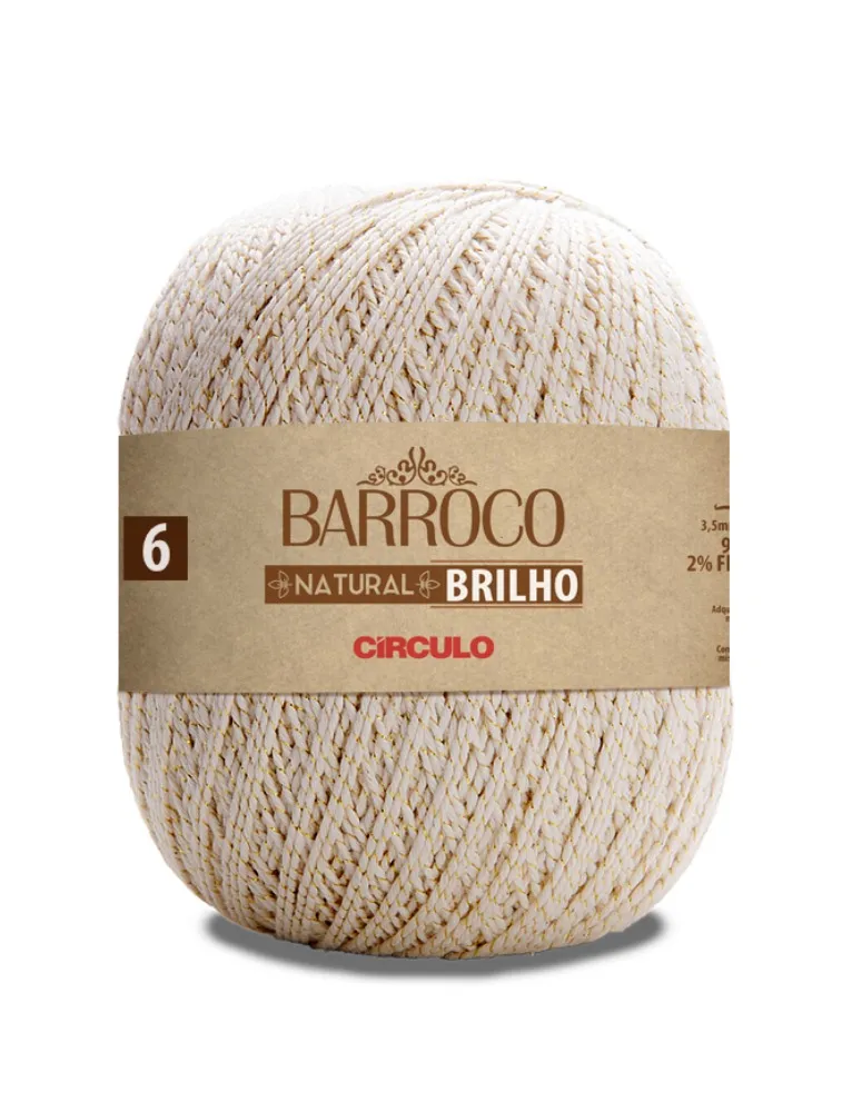 OURO BARBANTE CIRCULO BARROCO N6 NATURAL BRILHO 759M 100%CO