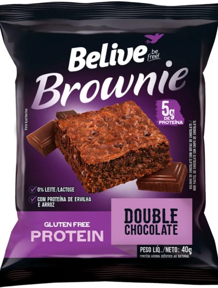 BROWNIE ZERO S/GLUTEN 40G DOUBLE CHOCOLATE BELIVE