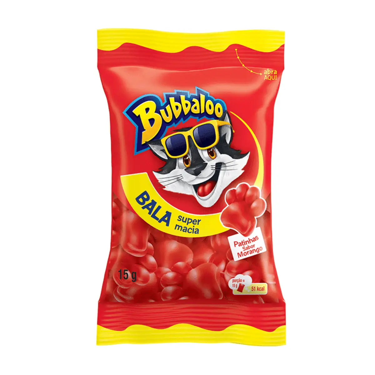 BUBBALOO PATINHAS MORANGO 15G✓