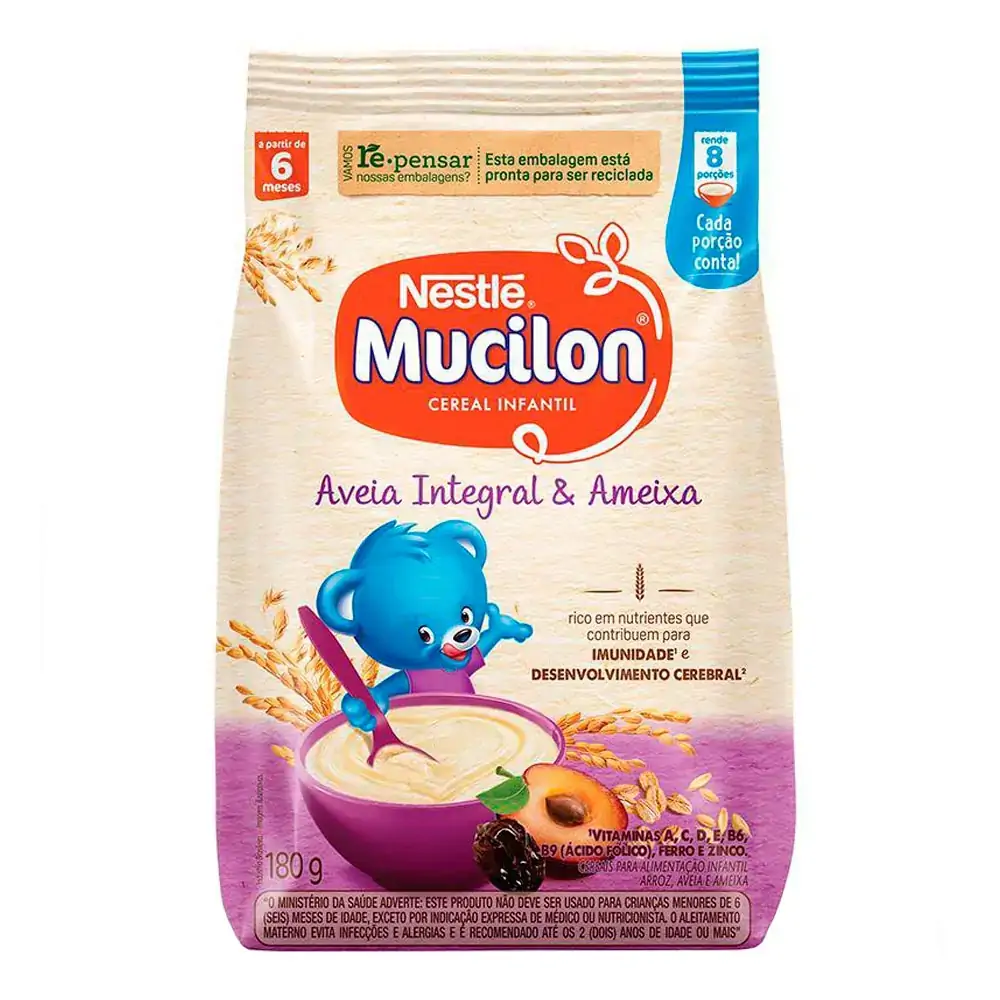 CEREAL INFANTIL AVEIA E AMEIXA MUCILON PACOTE 180G