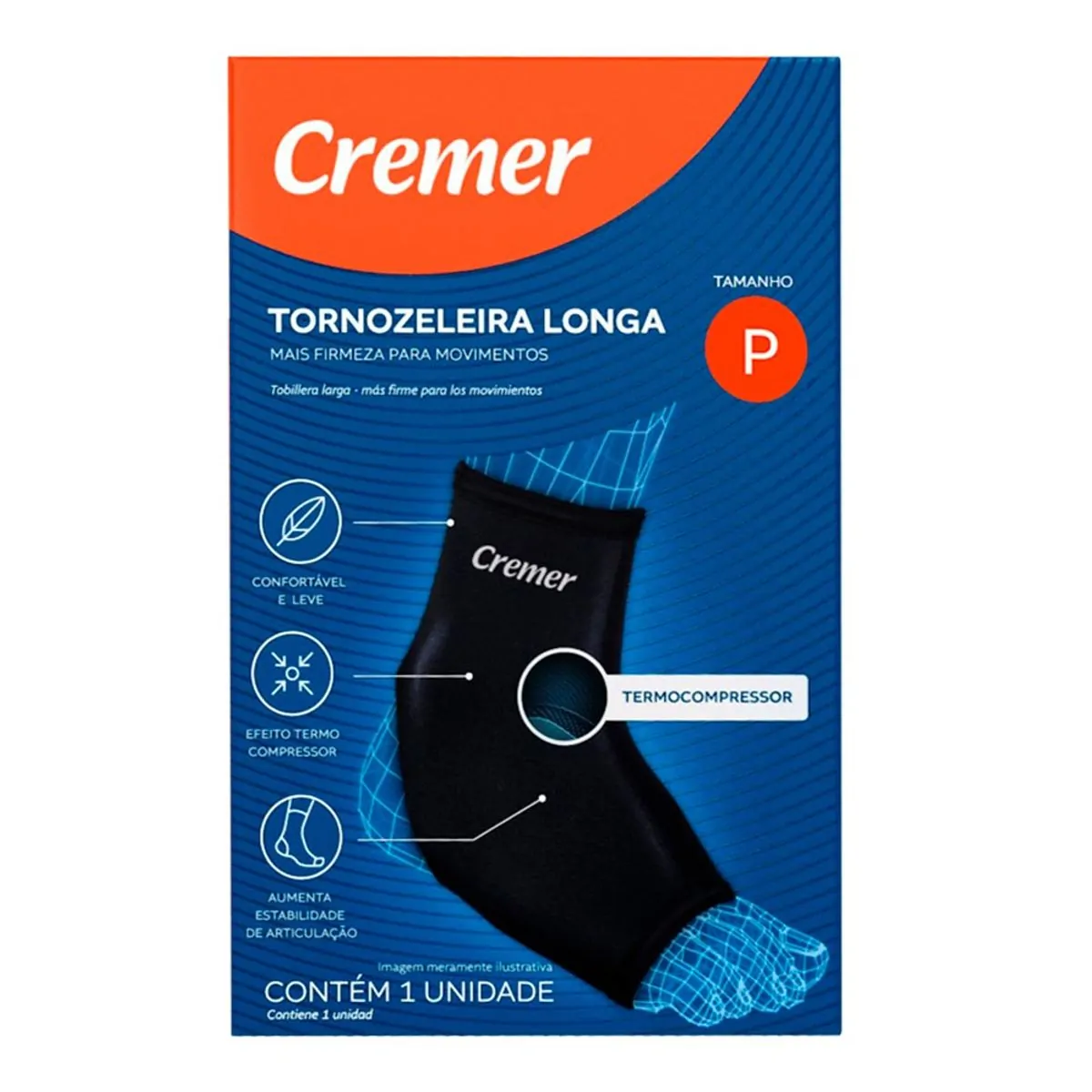 Tornozeleira Cremer Longa Preto P Neo  Crem % Dn