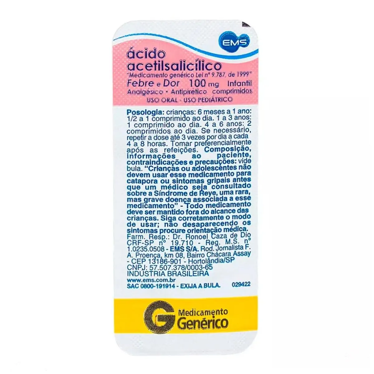 ACIDO ACETILSALIC 100MG 200CPR