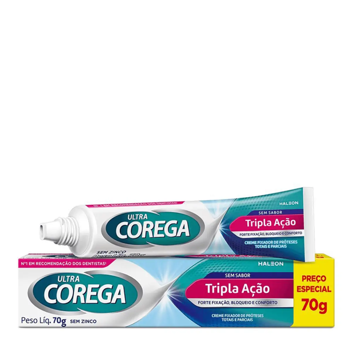 Corega Ultra Tripla Ação Sem Sabor 70 Gr