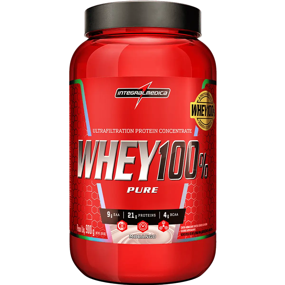 Whey 100%  Pure Morango 907G Pote