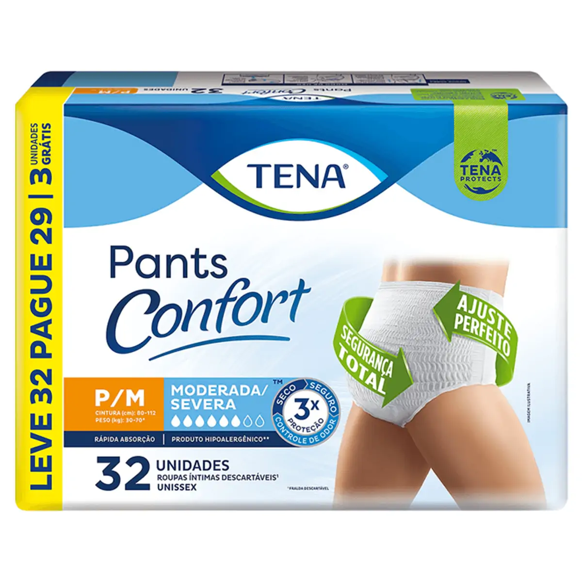 Roupa Íntima Tena Pants Confort Leve 32 Pague 29 P/M