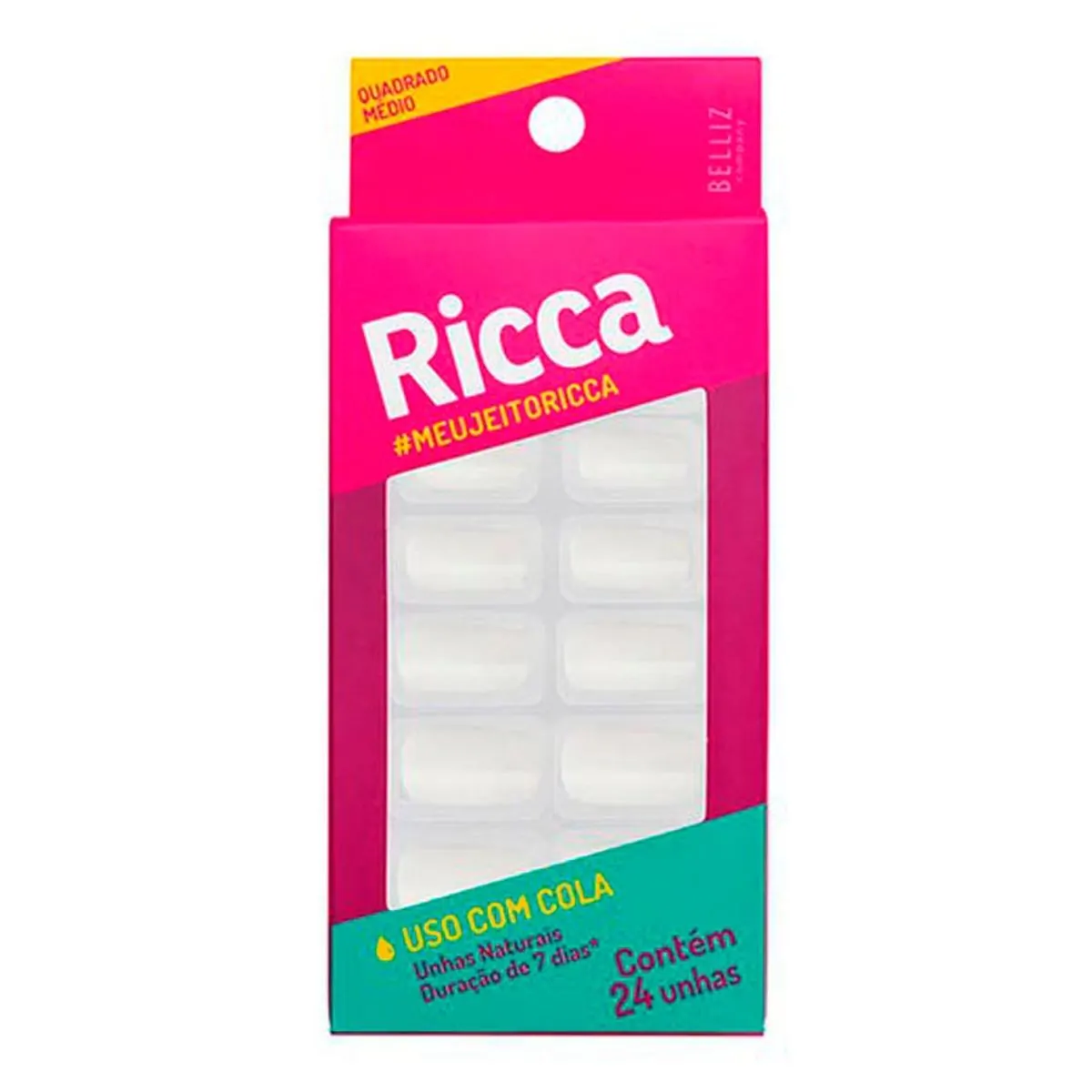 Unhas Post Ricca 24Un Quadrado Medio Natural