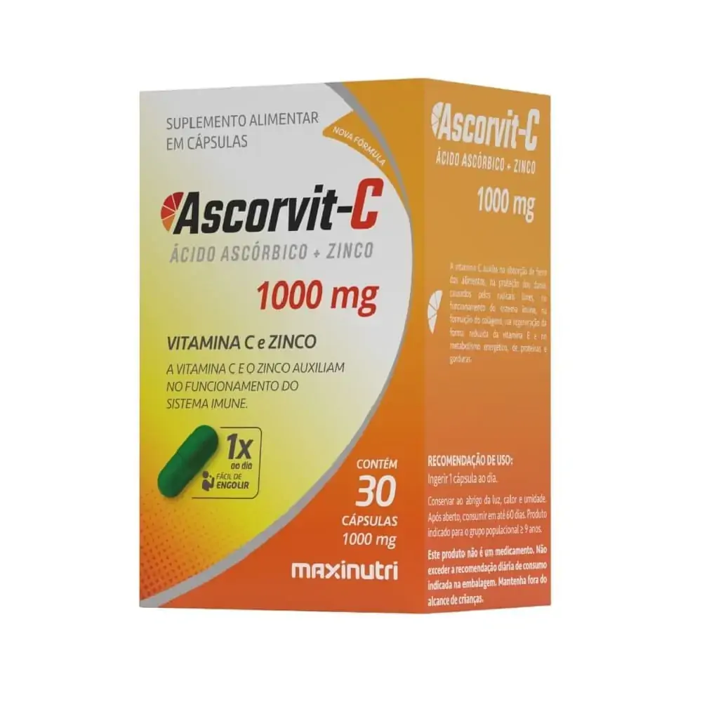 Ascorvit C + Zinco 1000Mg+7Mg 30Cps Maxinutri