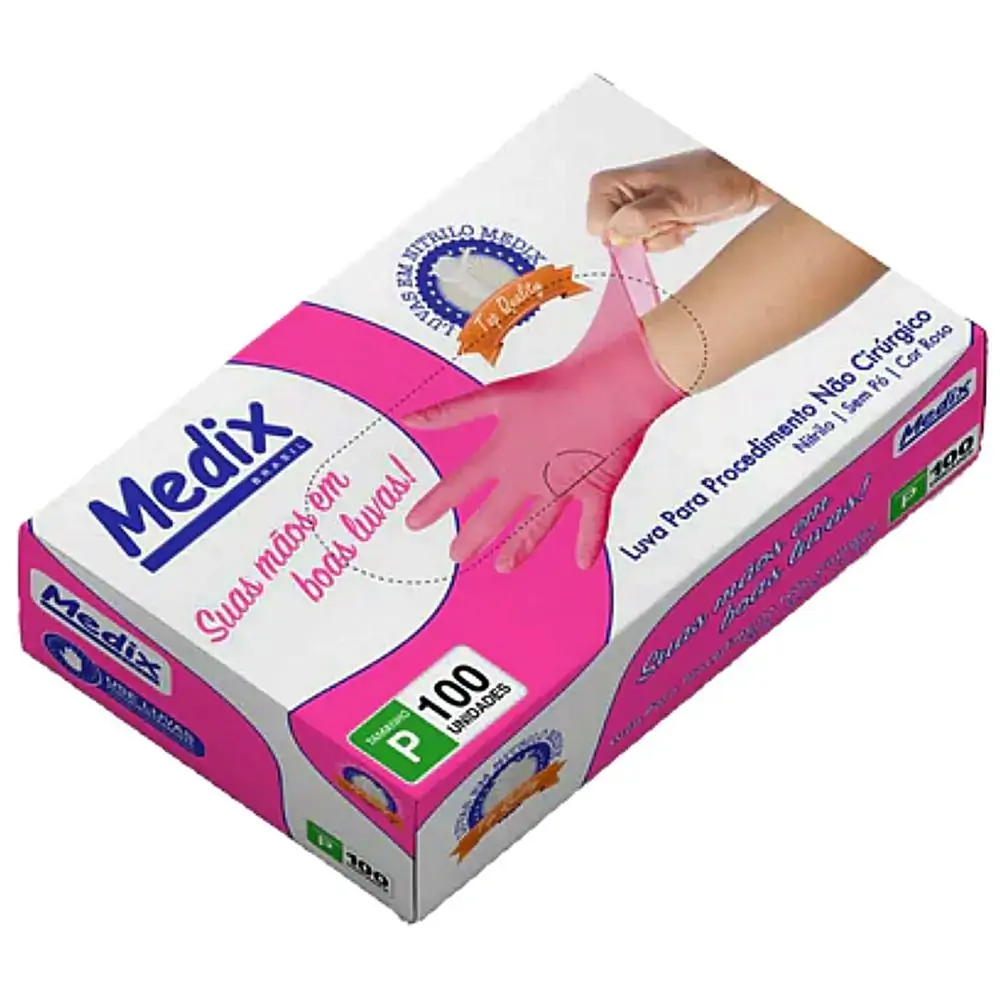 Luva Procedimento Nitrilo G Spo (Rosa) C100 - Medix