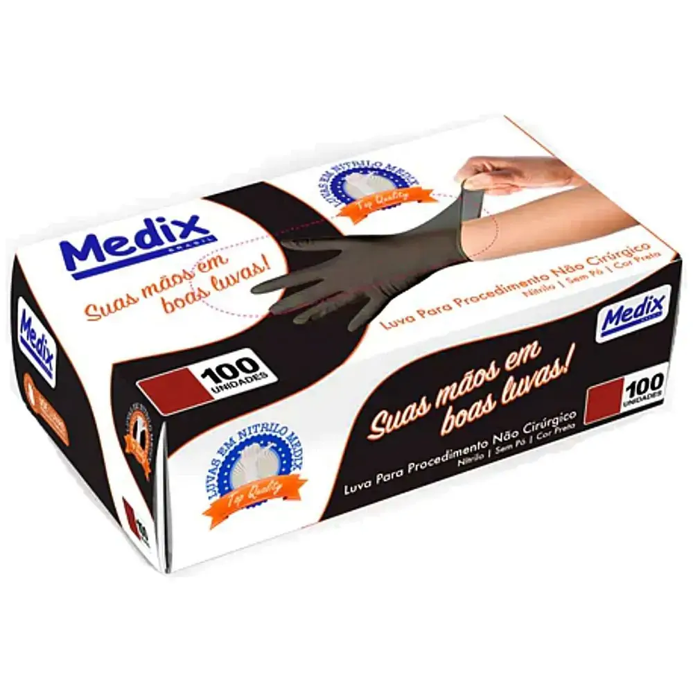 LUVA MEDIX PRETA P 100UN