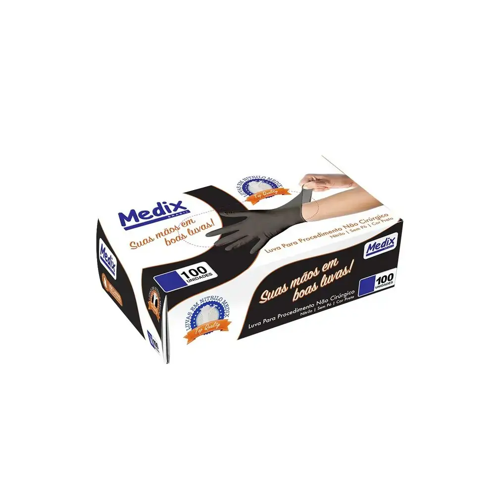 Luva Nitrilica S Po Preta Tam M C100 Medix