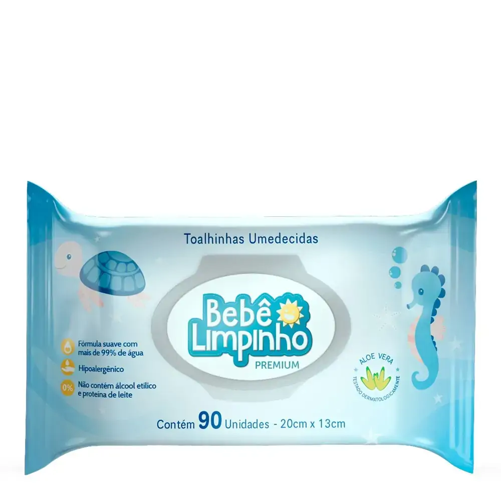 LENÇO UMEDECIDO BEBE LIMPINHO PREMIUM 90UN