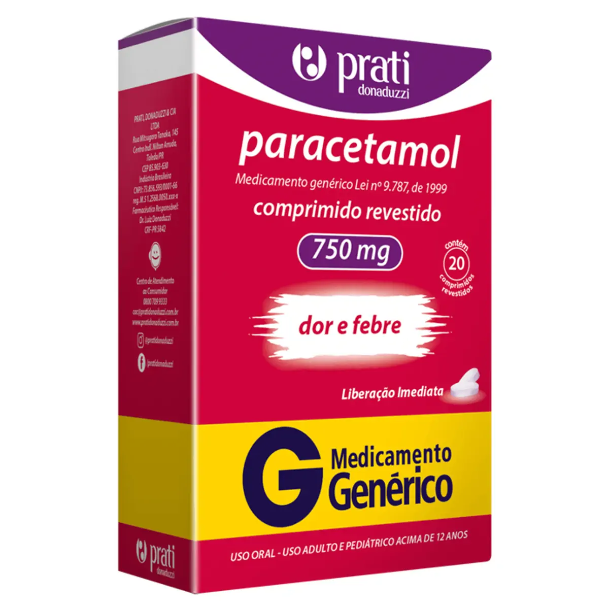 Paracetamol 750Mg 20 Cps Rev