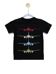 Camiseta Infantil Estampa Avião Preto - Tam. 2 a 10 anos