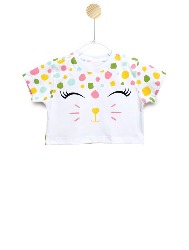 Cropped Infantil Estampa Gatinha Color - TAM. 2 a 10 anos