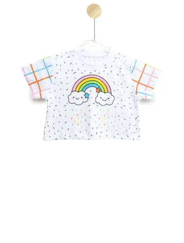 Cropped Infantil Estampa Arco-Íris - TAM. 2 a 10 anos