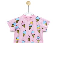 Cropped Infantil Estampa Sorvete Rosa - TAM. 2 a 10 anos