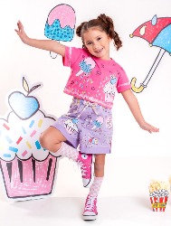 Short Infantil Feminino Estampa CupCake – TAM. 2 a 10 anos