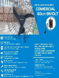 VENTILADOR DE PAREDE OSCILANTE VENTISOL  BIVOLT PRETO 60CM