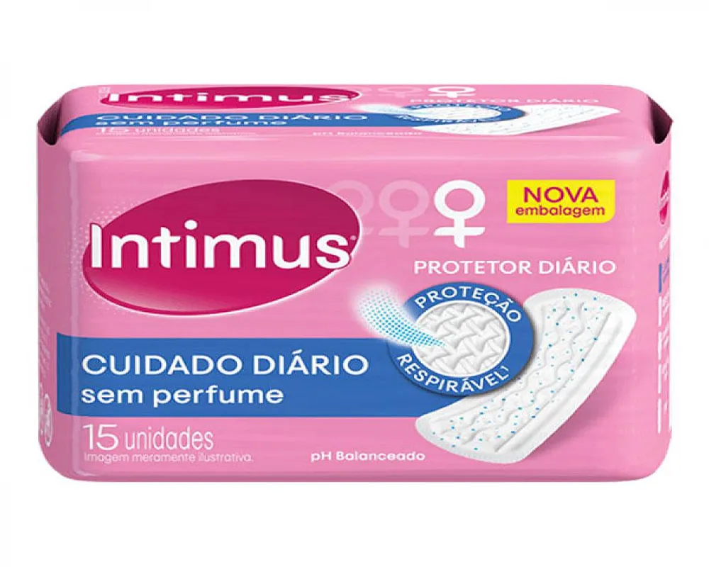 Protetor Diário Intimus Days sem perfume, sem abas com 15 unidades 