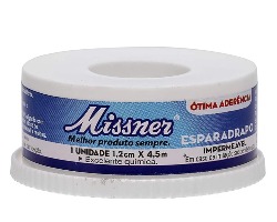 Esparadrapo Impermeável Missner branco, 1 unidade com 1,2cm x 4,5m 