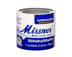 Esparadrapo Impermeável Missner branco, 1 unidade com 2,5cm x 90cm 
