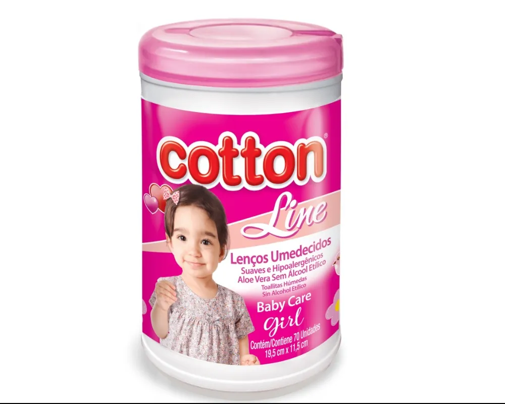 LENCO UMEDECIDO COTTON LINE POTE ROSA 70UN