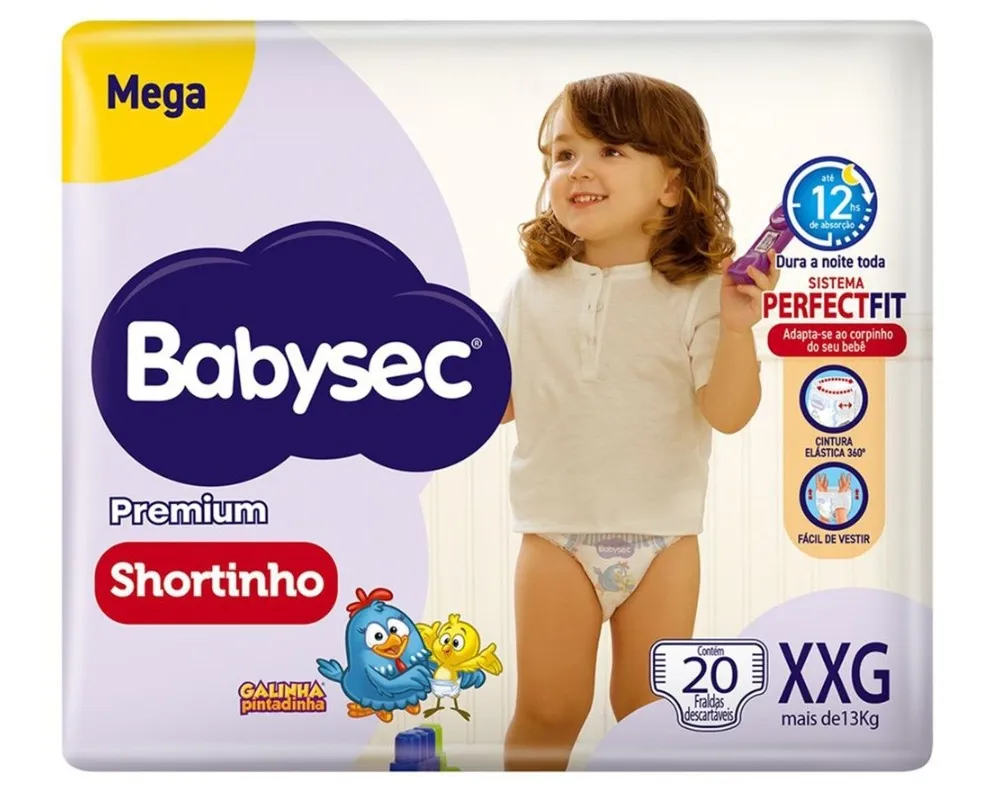 FRALDA BABYSEC GAL PIN SHOR TAMANHO XXG 20