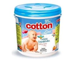 LENCOS UMEDECIDOS COTTON LINE AZUL 1 BALDE COM 400 UNIDADES
