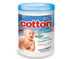 LENCOS UMEDECIDOS COTTON LINE AZUL POTE COM 70 UNIDADES