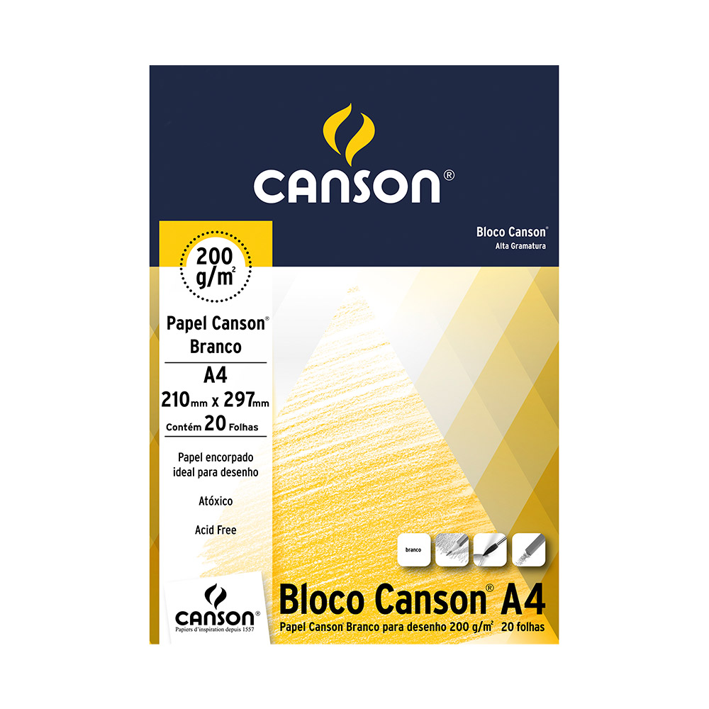 PAPEL DESENHO CANSON A-4 BRAN 200G C/20F