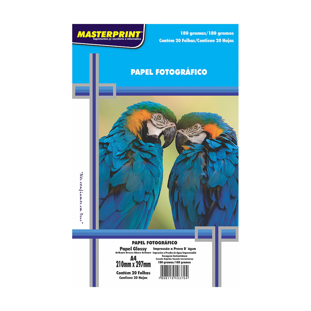 PAPEL FOTO BRILHANTE 180G A-4 C/20FLS BR