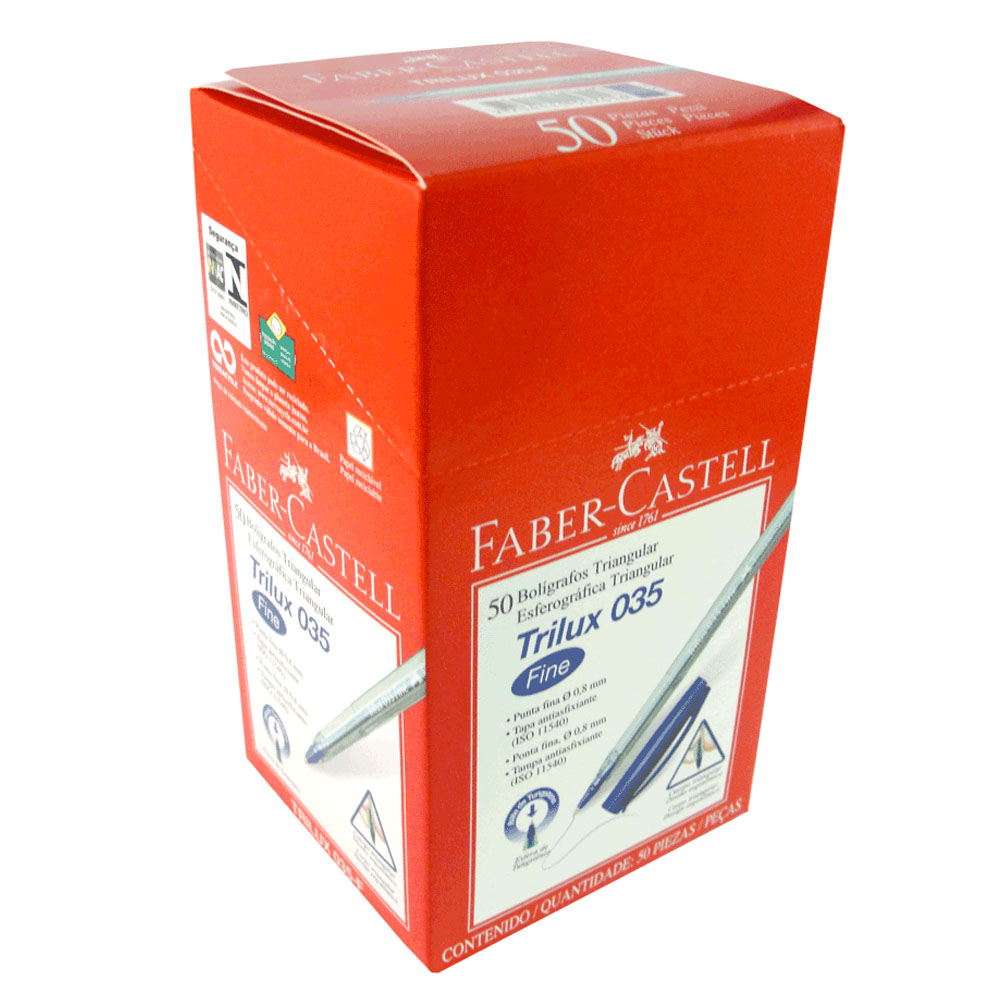 CANETA FABER TRILUX 0.8 BT C/50 UN AZUL