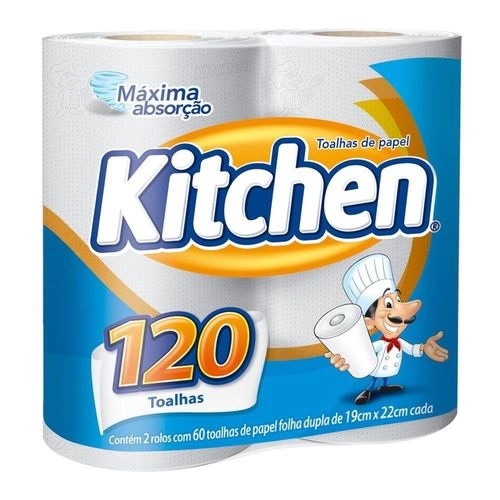 Papel Toalha Kitchen 22×19 Cm 02 Rolos Com 60fls Cada branco