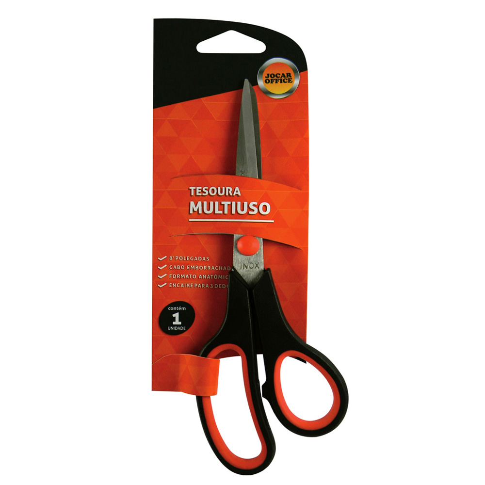 TESOURA JOCAR 20CM CABO EMBORRACHADO