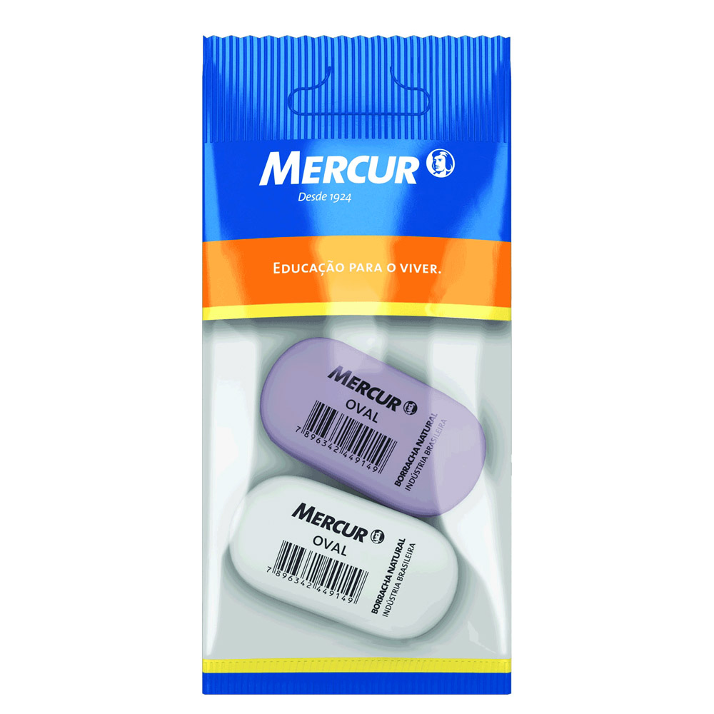 Borracha Colorida Oval Branca E Azul Pull Pack Mercur