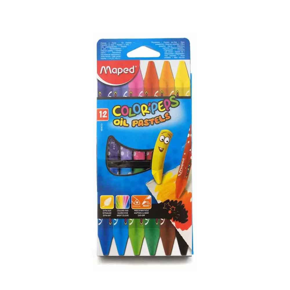 Giz Pastel Oleoso Color Peps com 12 Cores Maped