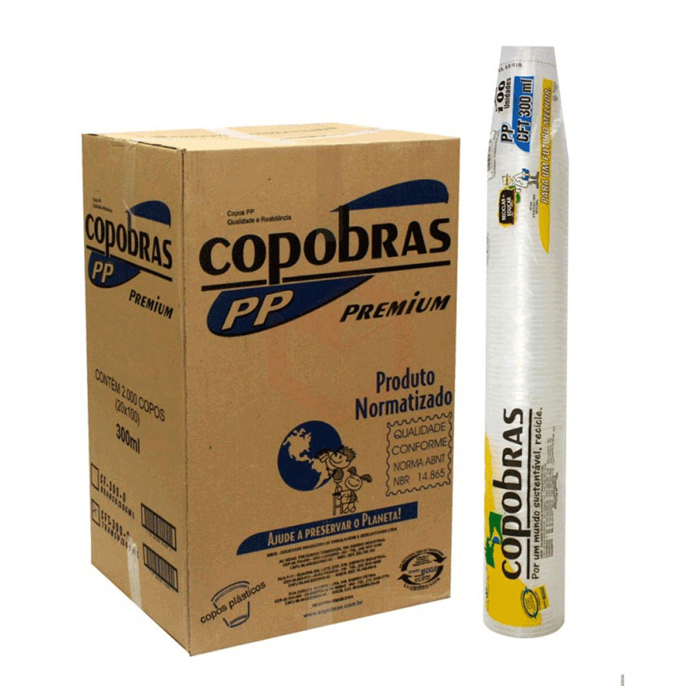 copo 300ml c/100 un transparente - pp