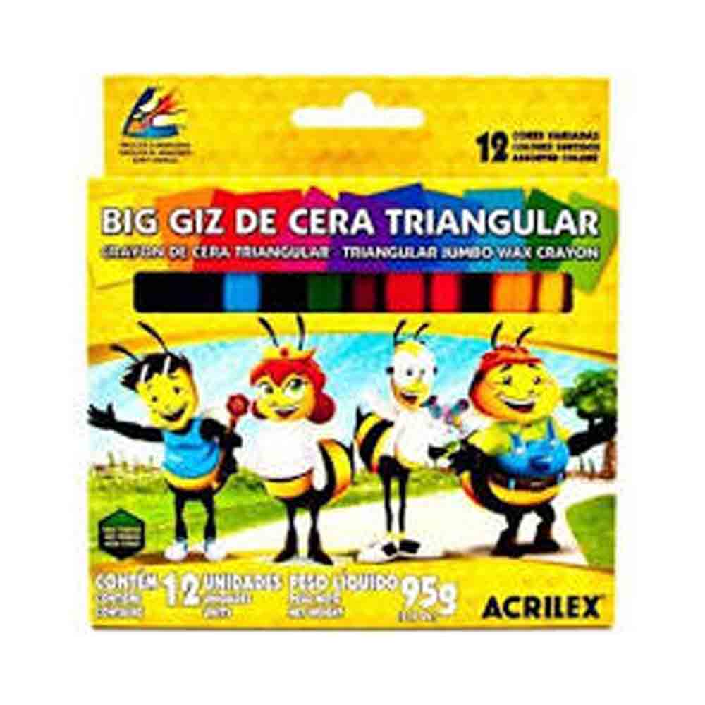 GIZAO DE CERA GRANDE BT 12 CORES TRIANGU