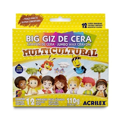 giz de cera acrilex 12 cores jumbo multi
