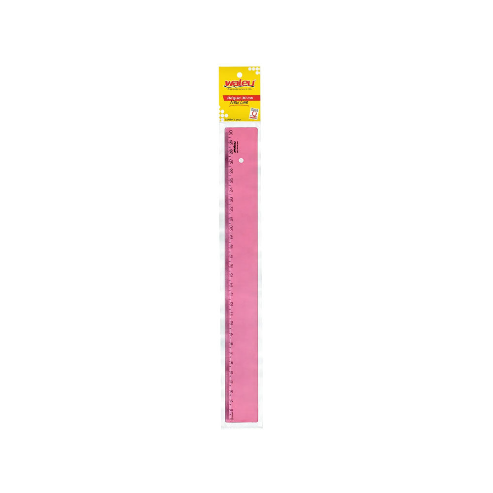 regua waleu blister 30cm newline rosa