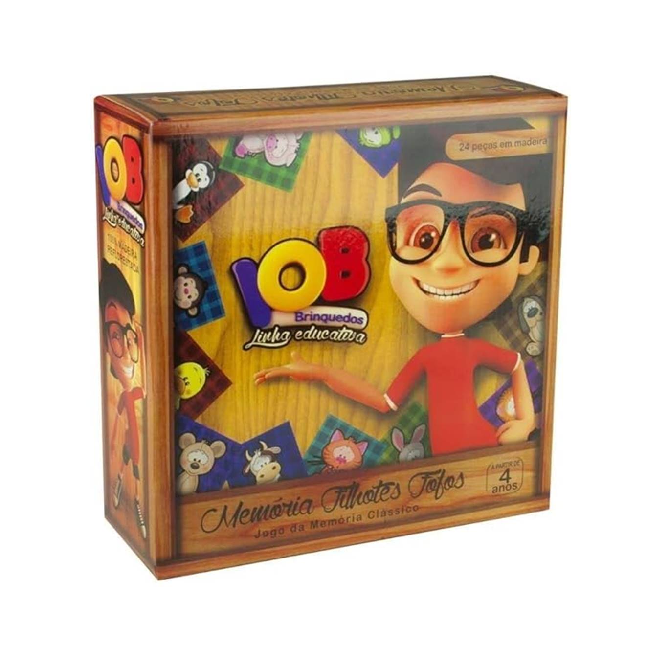 Jogo da Memória Pedagógico Filhotes Fofos em Madeira 24 Peças Iob brinquedos