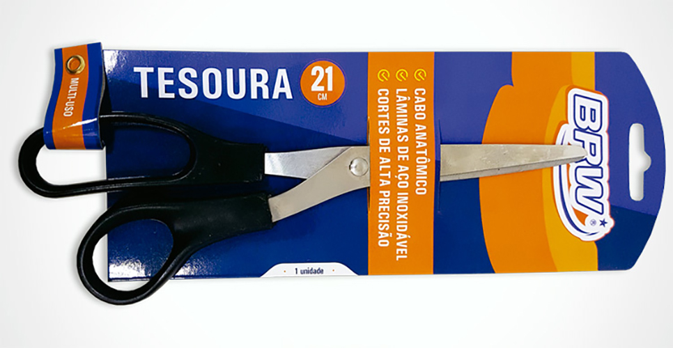 Tesoura Multiuso Aco Inox 21 Centimetros Preto BRW Te2101