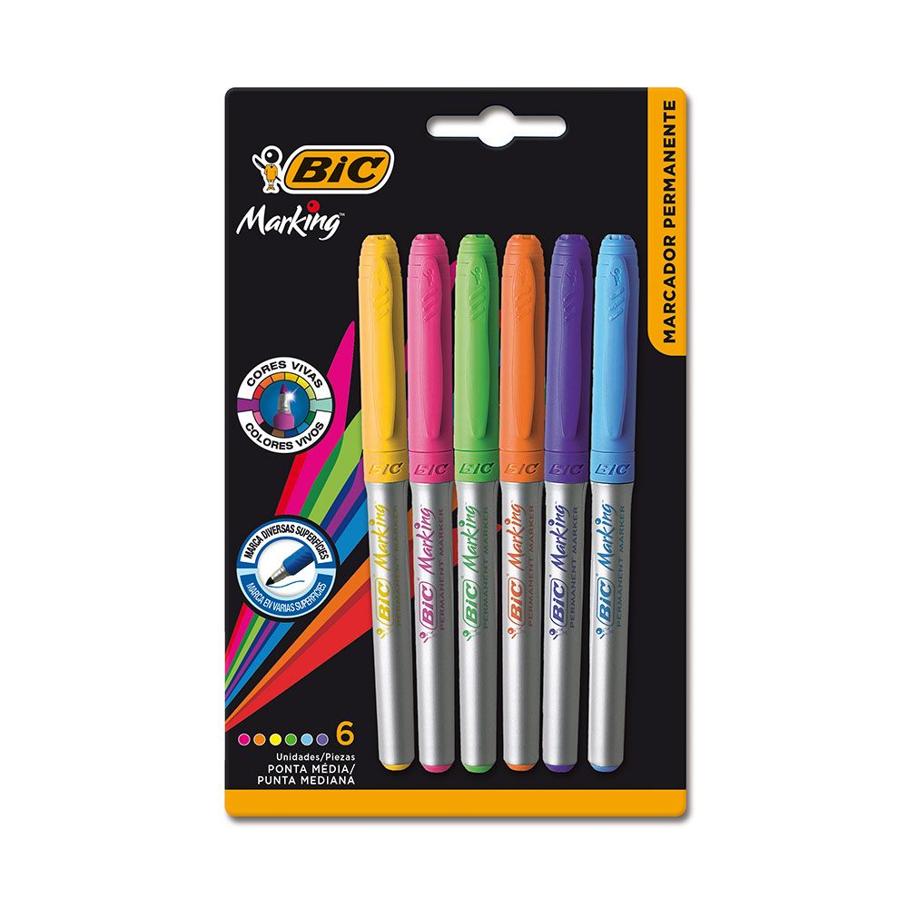 MARCADOR PERMANENTE BIC C/06UN COLOR