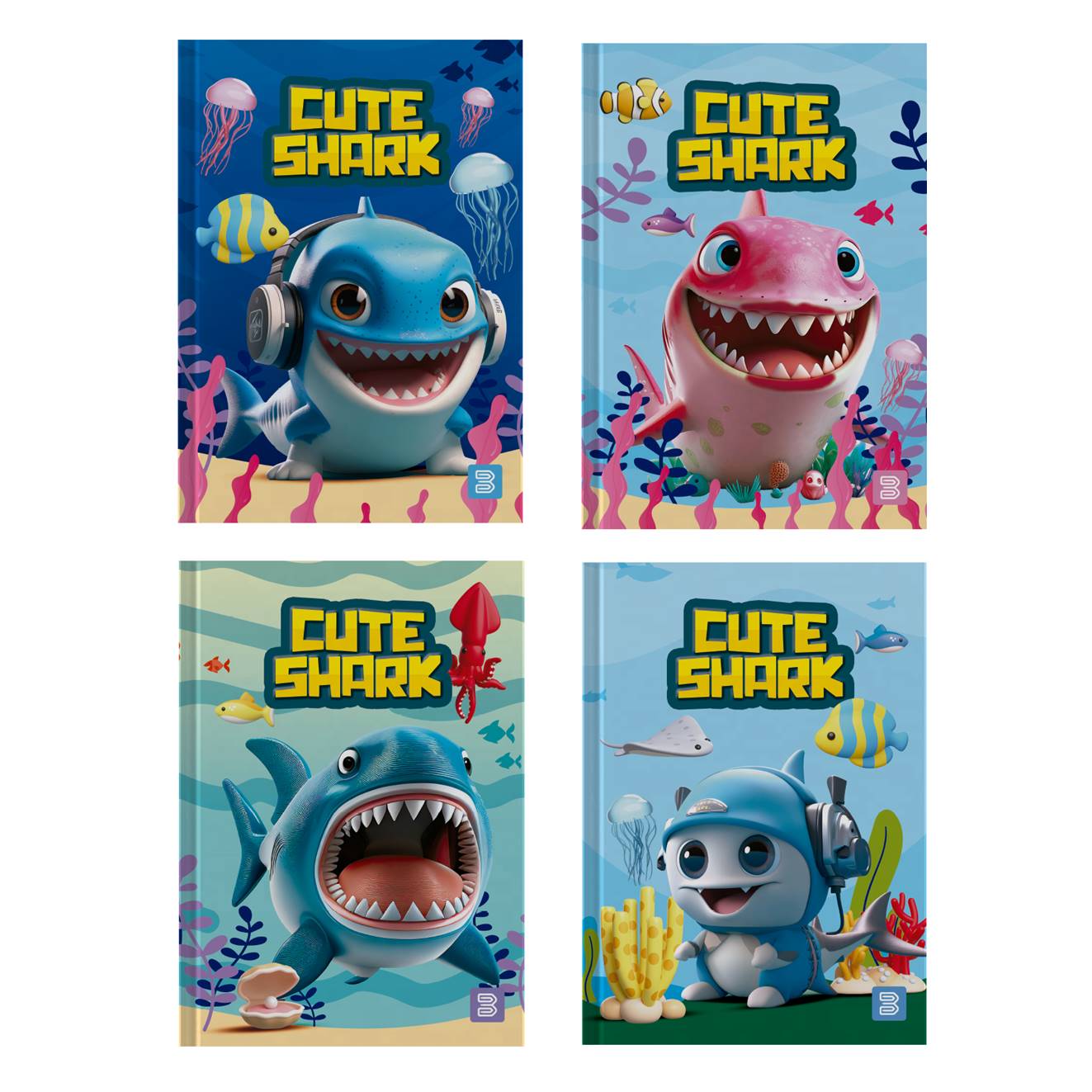 Caderno Brochurão Capa Dura Universitario 80Fls Cute Shark