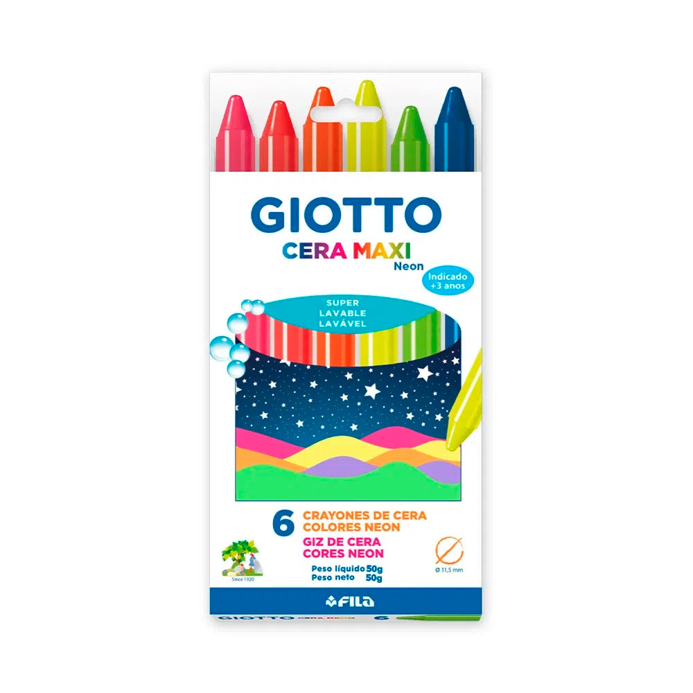 Giz de Cera Giotto 06 Cores Maxi Neon