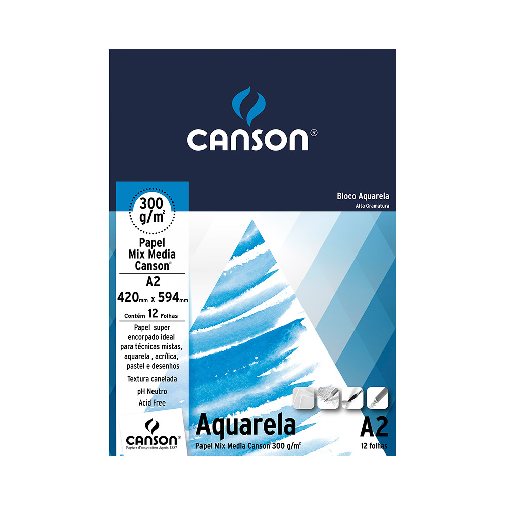 PAPEL DESENHO CANSON A-2 AQUARELA 12FLS